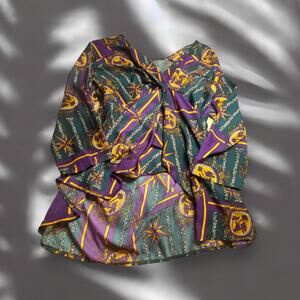 PrettyLittleThing Purple Green Yellow Pattern Wrap Tunic Blouse Size 1X